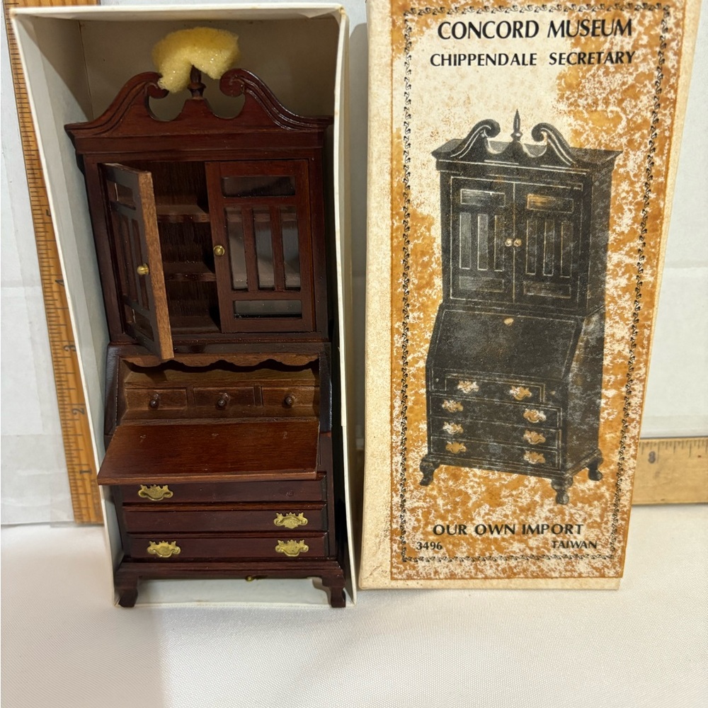 Concord Museum Chippendale Secretary‎ dollhouse miniature, item number 3496,